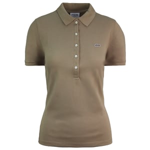 Lacoste Slim Fit Short Sleeve Womens Brown Polo Shirt PF7845 VDW
