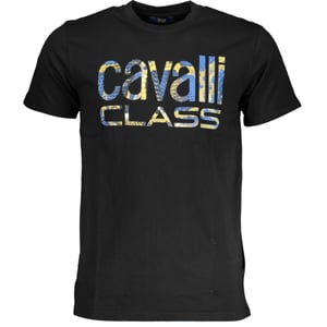 Cavalli Class Snake Skin Bold Logo Black T-Shirt
