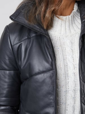 Parton Leather Padded Jacket in Black