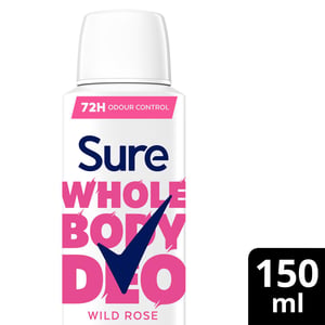 Sure Women Wild Rose Whole Body Deodorant Spray Aluminium Free 150ml, 3 Pack