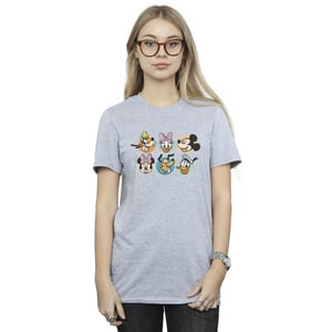 Disney Dames/Dames Mickey Mouse And Friends Gezichten Katoenen Vriendje T-shirt (Sportgrijs)