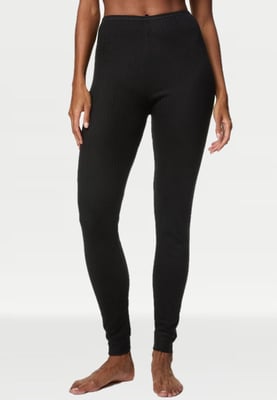 M & S Womens 2 Pack Thermal Pointelle Leggings In Black