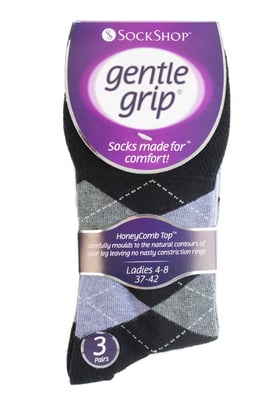 Gentle Grip - 6 Pairs Ladies Gentle Grip Non Elastic Socks - LGG41