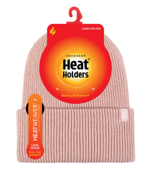 Heat Holders - Gevoerde geribbelde omzethoed voor dames - Schemerig Roze