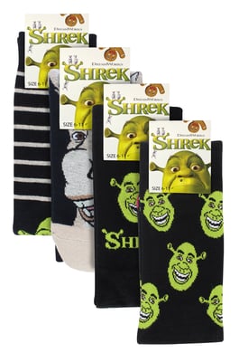 4 Paar Verpakkingsset Mannen Shrek Sokken | Ademend Leuke Novelty Ezel Sokken, Dreamworks Sokken | Shrek Cadeaus - Shrek / Ezel