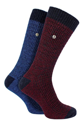 Mens Cotton Dress Socks | Jeep | Midweight Knit Spirit Socks, Casual Ribbed Pattern Everyday Socks - Navy / Purple