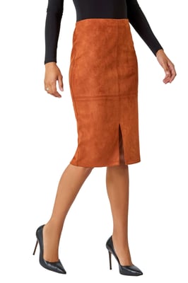 Suedette Pencil Stretch Skirt