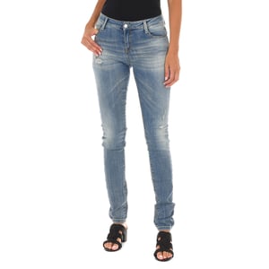 Lange denim broek versleten en gescheurd effect 10DB50305 vrouw