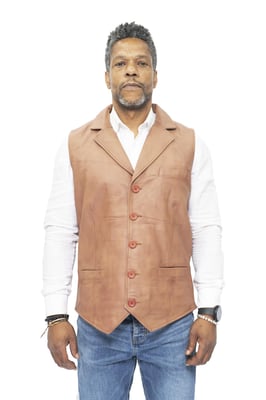 Heren slim klassiek lederen vest-Bristol