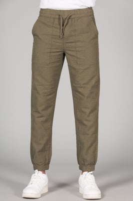 Olive Linen Blend Classic Fit Trousers