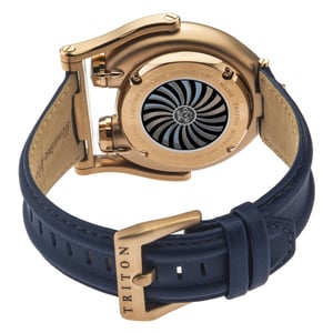 GV2 Triton Men's IPRG Case/Blue Dial/White Index, Blue Handmade Italian Leather Watch