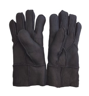 Unisex zwarte schapenvacht suède handschoenen met oprolbare/neerwaartse manchetten