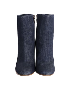 Gianvito Rossi Block Heel Ankle Boots in Blue Denim