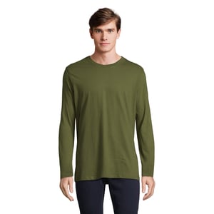 SOLS Heren Imperial Katoenen T-shirt met lange mouwen (Donkere Khaki)