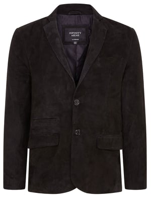 Heren Zwart Slim Geiten Suède Italiaanse Blazer Jas-Somero