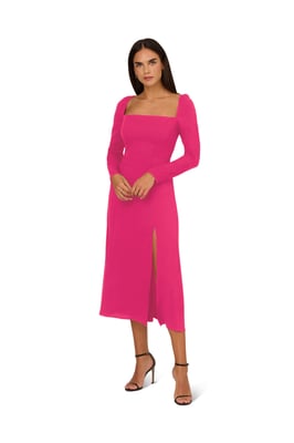 Midi Light Crepe Dress in Pink