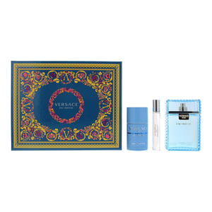 Versace Man Eau Fraiche Eau De Toilette 100ml, Deodorant Stick 75ml + Eau De Toilette 10ml Gift Set