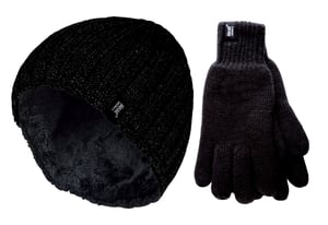 Heat Holders Dikke thermo muts en handschoenenset voor heren - Zwart