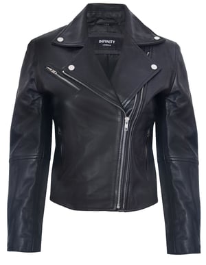 Dames leren retro bikerjack-Madeley