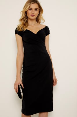 Black Cross Over Bardot Dress