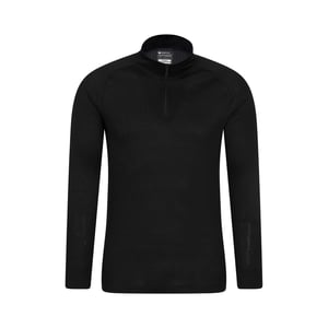 Mountain Warehouse Heren Talus Zip Neck Thermo Top met lange mouwen (Zwart)
