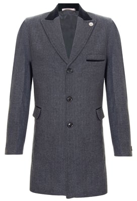 Herr 3/4 Lång Grå Crombie Överrock Jacka Fiskbensmönstrad Tweedrock Peaky Blinder
