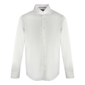 Aquascutum effen wit overhemd met lange mouwen