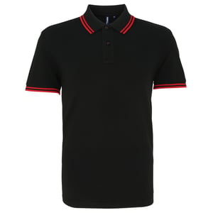 Asquith & Fox Mens Classic Fit Tipped Polo Shirt (Black/ Red)
