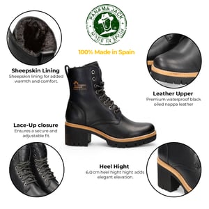 Panama Jack Women's Black Leather Padma B11 Ankle Boots
