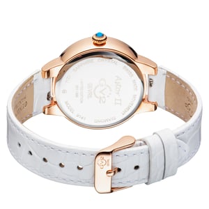 GV2 Astor II Womens MOP Dial Swiss Diamond White Leather Watch