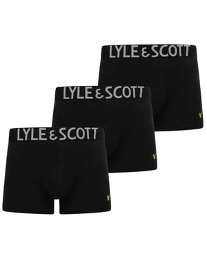 Lyle & Scott 3 Pack Satin Waistband Trunk in Black
