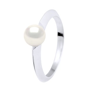 Ring Rush zoetwaterparels Round 6-7 mm wit goud