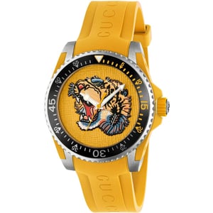 Gucci YA136317 Yellow Embroidered Tiger Dial Men's Watch