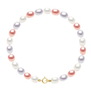 Kralen armband Zoetwater Rijstkorrels 4-5mm veelkleurige geel goud 18 Karaat