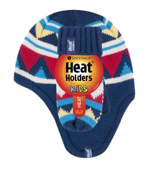 Heat Holders - Childrens Boys Winter Warm Fleece Lined Thermal Hat and Mittens Set with Ear Flaps - NM1P4