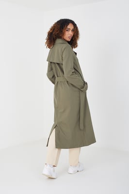 Double-Breasted Longline Trench Coat