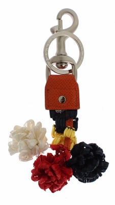 Dolce & Gabbana Damernas Färgglada Raffia Läder Klämfinder Kedje nyckelring