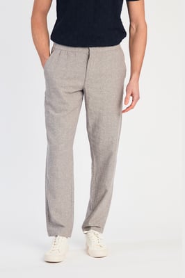 Grey Linen Blend Classic Fit Trousers