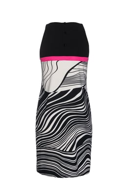 Zwarte jersey jurk met A-lijn en print