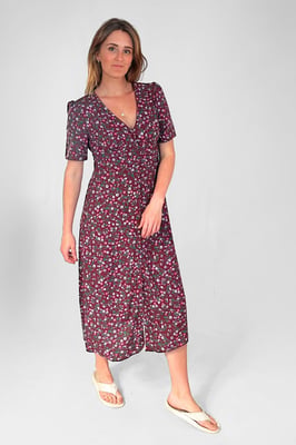 Nobody's Child Floral Button Down Midi Tea Dress