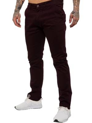 Enzo | Heren Slim Fit Stretch Chino Jeans - Bordeaux