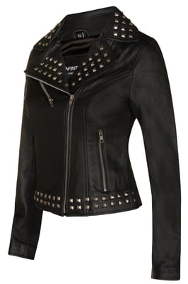 Gothic leren bikerjack voor dames met studs-Bilbao