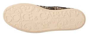 Dolce & Gabbana Men's Beige Brown Wool Cotton High Top Sneakers