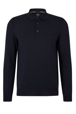 Boss Black Bono-l Long Sleeved Polo Shirt Dark Blue