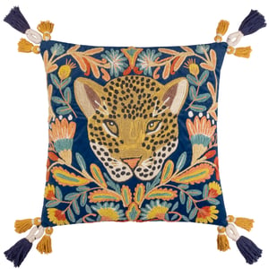 Wylder Tropics Regal Leopard Embroidered Velvet Cushion Cover