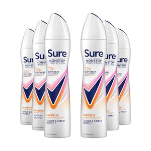 Sure Women Energise Deodorant Spray with 72H Nonstop Protection 250ml, 6 Pack