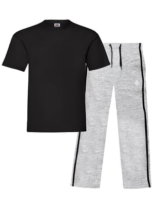 Enzo | Mens T-Shirt & Pants Loungewear Set - Black/Grey