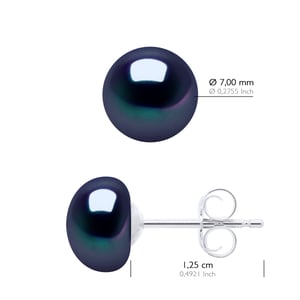 Oorbellen van Zilver 925 en Echte Gecultiveerde Zoetwaterparels Knop 7-8 mm