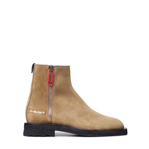 Men's Off White Suede Spongesole Ankle Boots in White