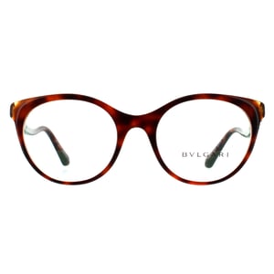 Bvlgari Cat Eye Womens Havana Amber Yellow Clear Glasses Frames